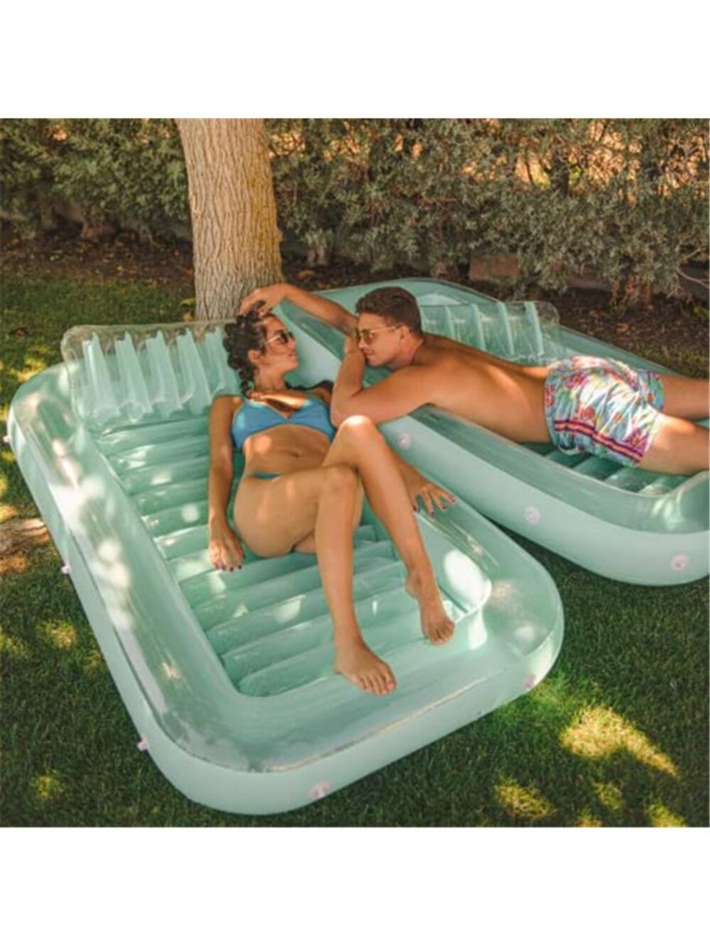 Inflatable Tanning Pool Float Adult Lounger Sunbathing Lake Backyard Mint